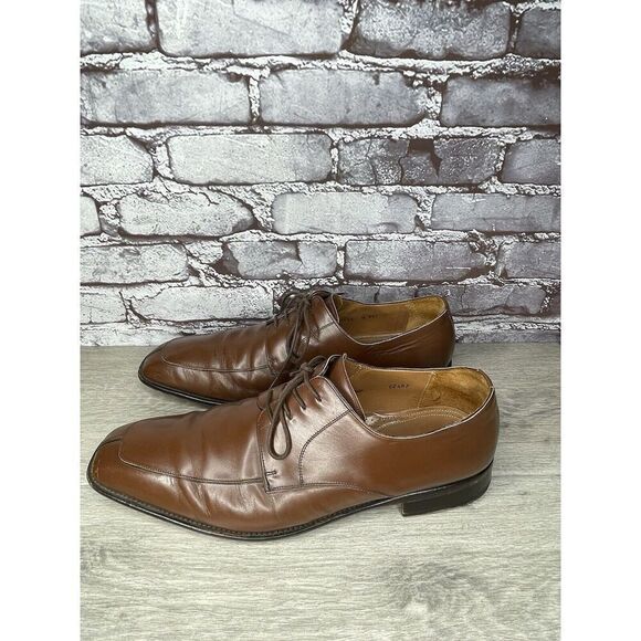Mezlan Carmichael Brown Leather LaceUp Oxfords Square Toe Dress Shoes Men Sz 12M - Picture 1 of 16